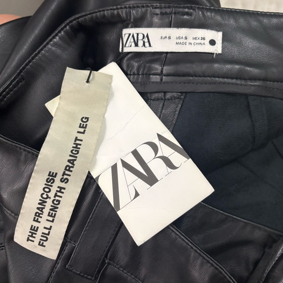 NWT ZARA Women’s Black High-Waisted Leather Pants - Picture 9 of 14
